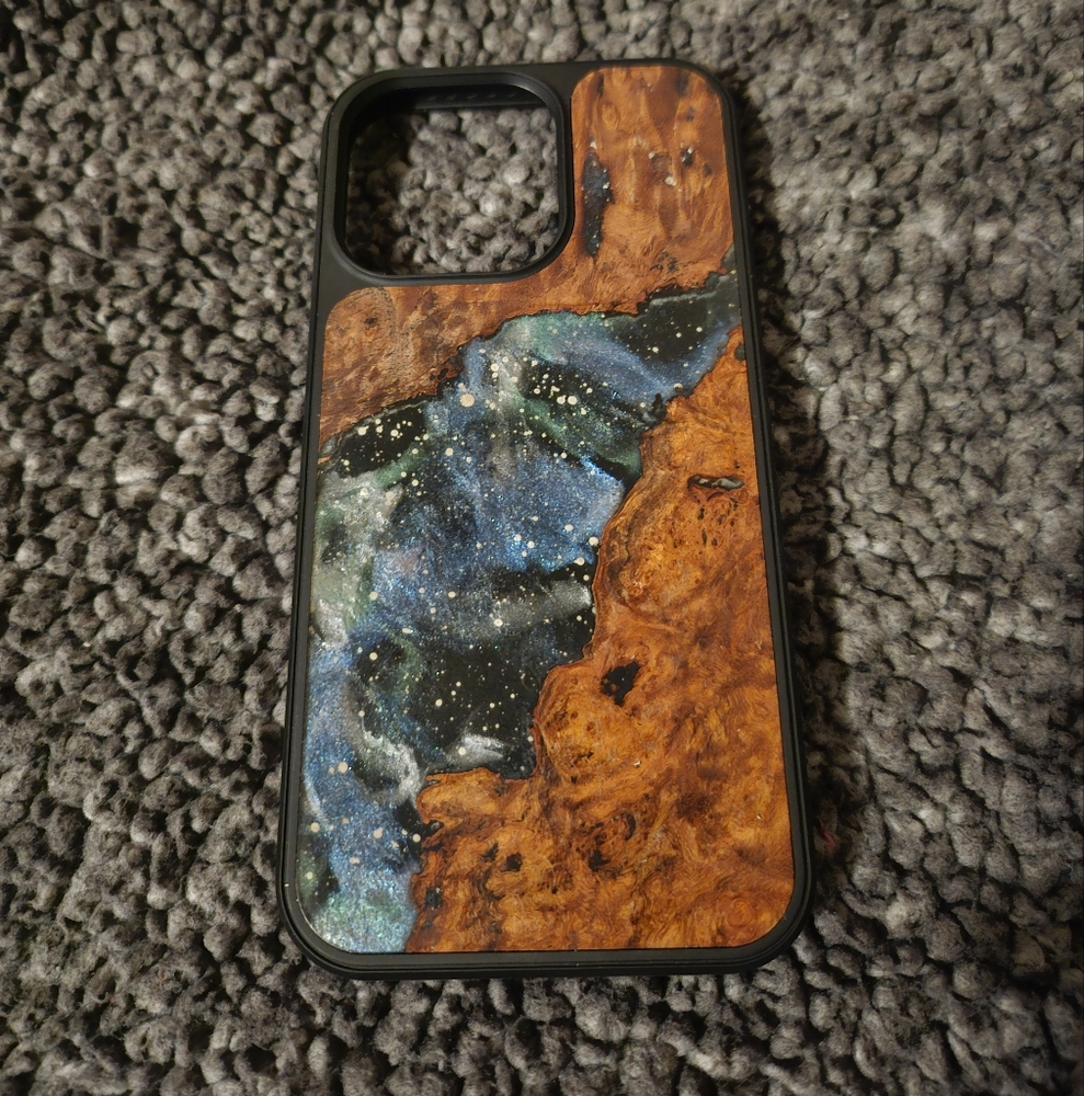 Carved iPhone 13 Pro Wood+Resin Magsafe Phone Case - Brinley (Cosmos, 708938)